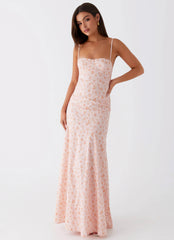 britney maxi dress - pink ditsy floral