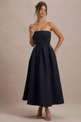 annalise | navy bandeau skater midi dress