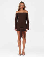 CYPRESS MINI DRESS - BROWN : CHOCOLATE