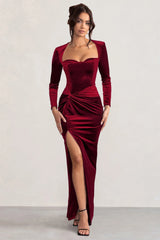 fay | berry velvet corset style knot maxi dress
