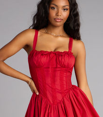 Sweetheart Lace-Up Corset Skater Dress