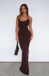 vacation vibes maxi dress chocolate