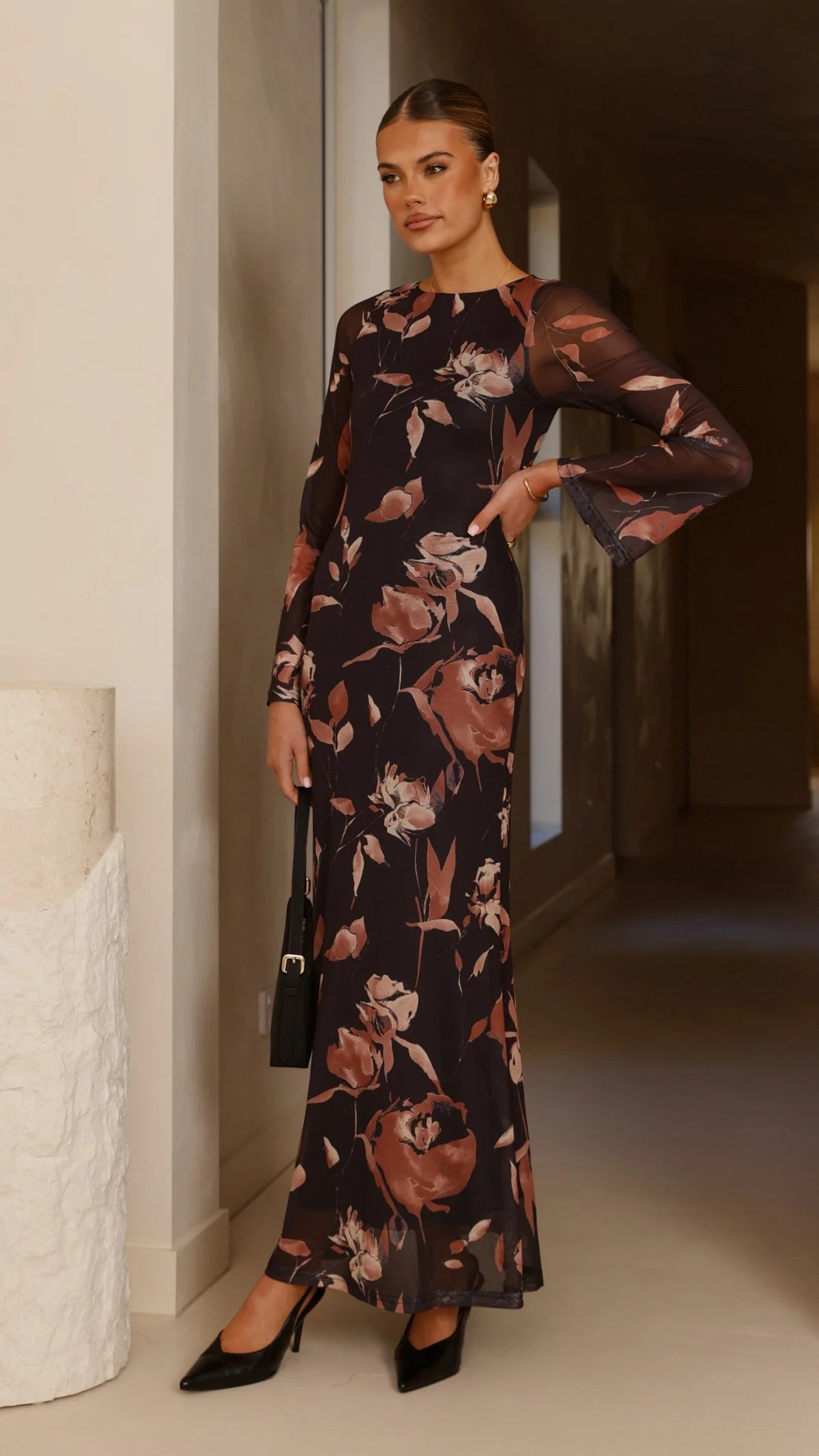 Koah Long Sleeve Maxi Dress - Flower Print