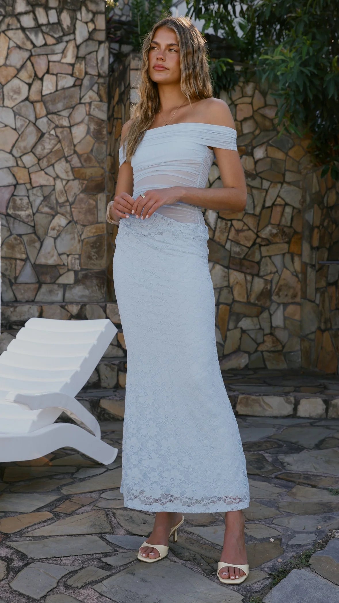 Tiarna Off The Shoulder Maxi Dress - Blue