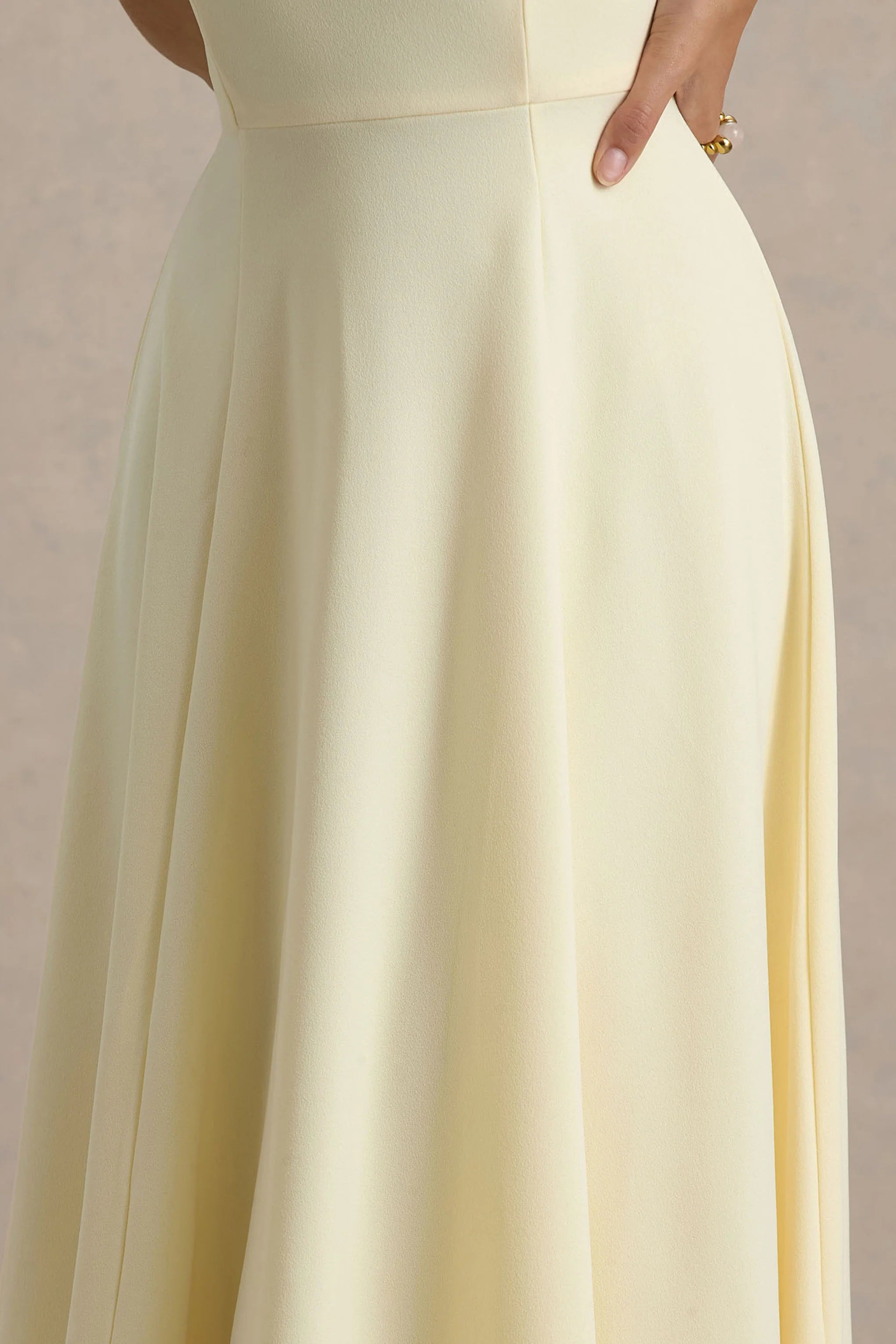 auburn | pale lemon halter-neck midi dress