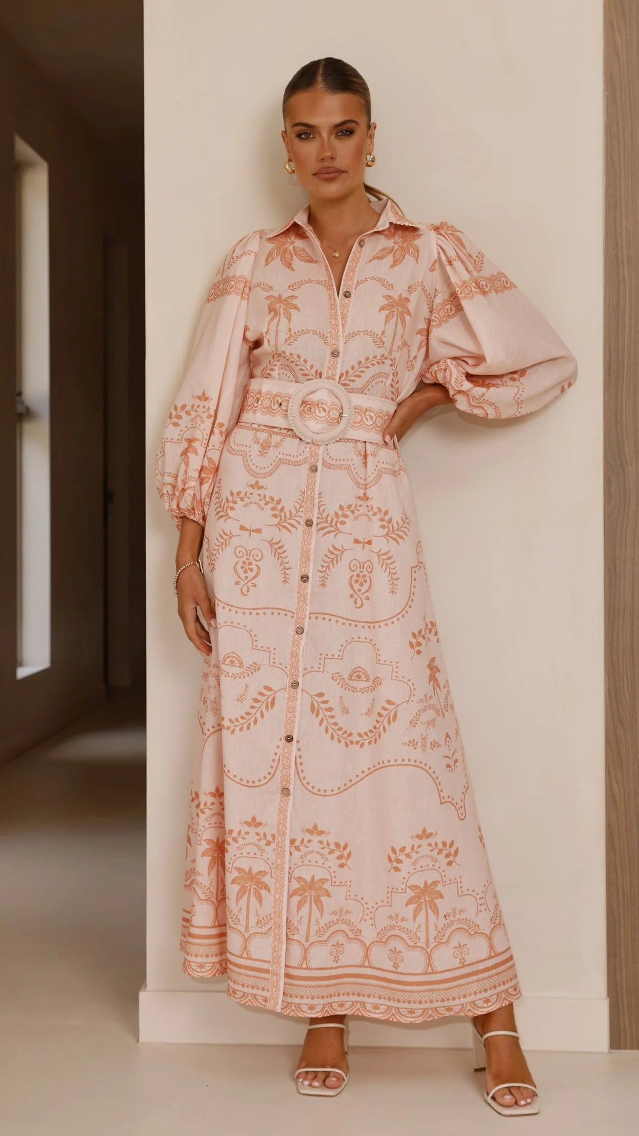 Xander Long Sleeve Maxi Dress - Natural