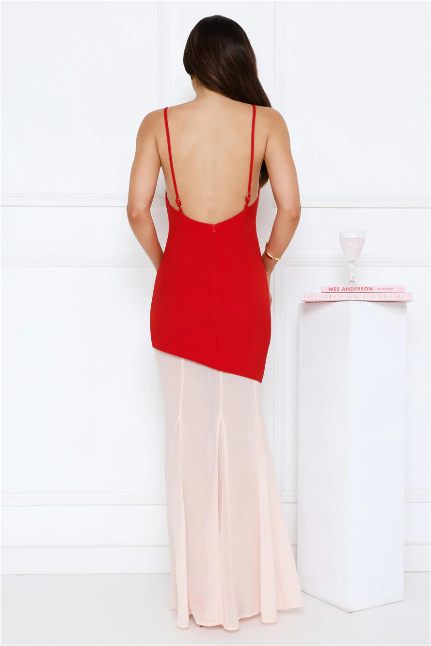 Modern Art Maxi Dress Red