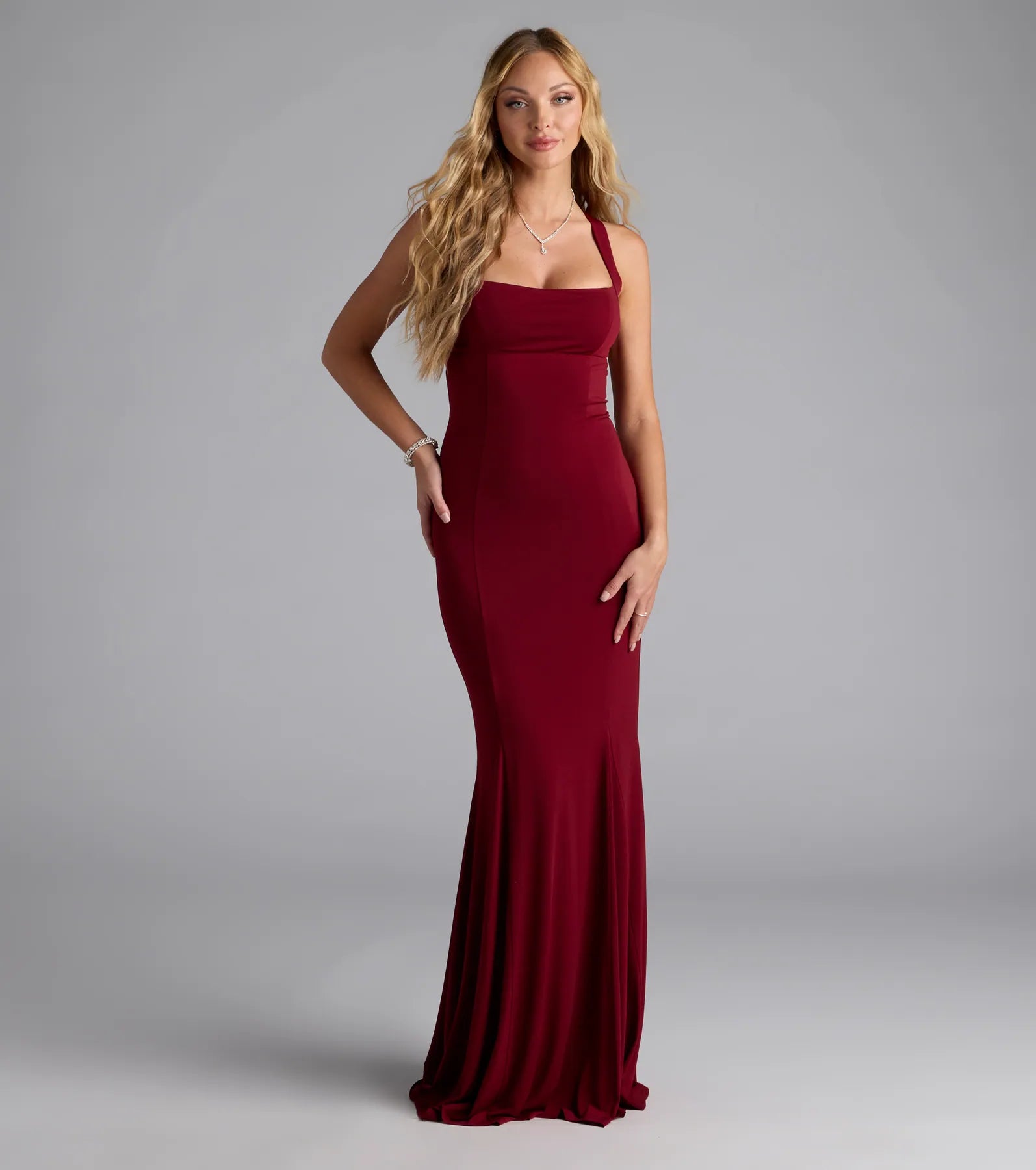 nicola strappy tie-back mermaid dress