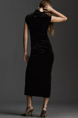 The Maya Stretch Velvet Cowl-Neck Dress