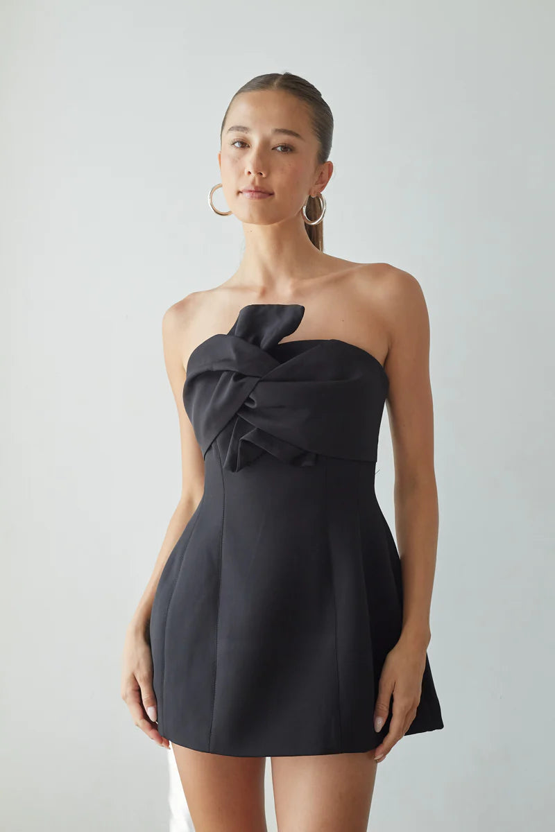 alix twist front bubble mini dress