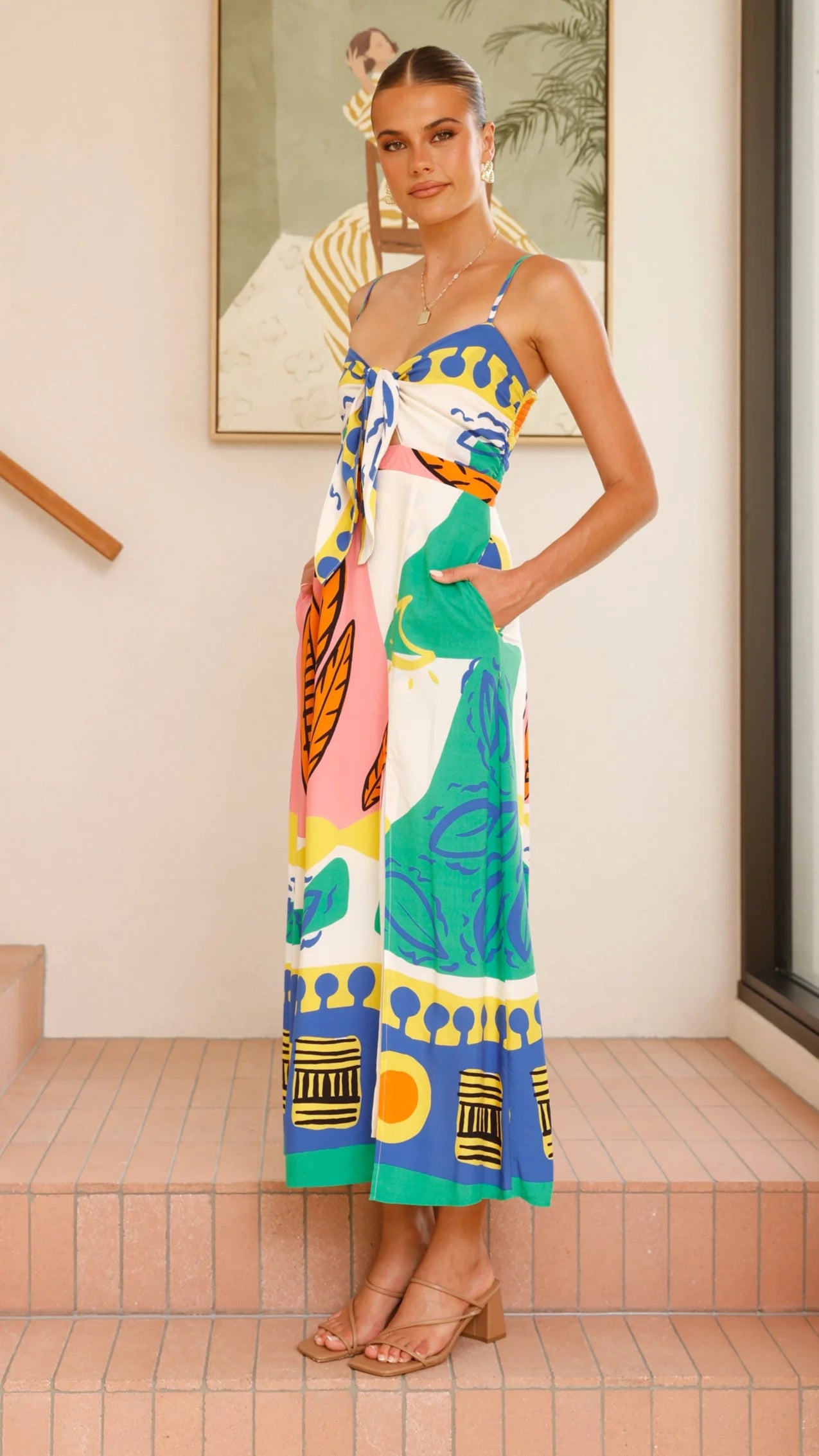 Shahar Maxi Dress - Green Print