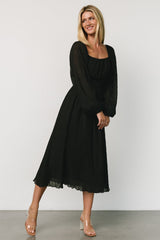 dalton pleated midi dress | black