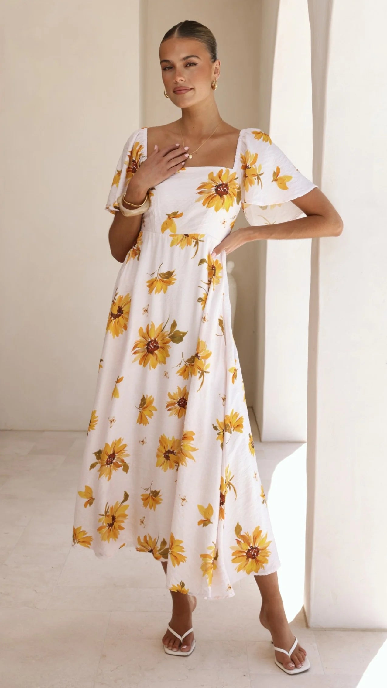 Vivian Maxi Dress - Sunflower Print