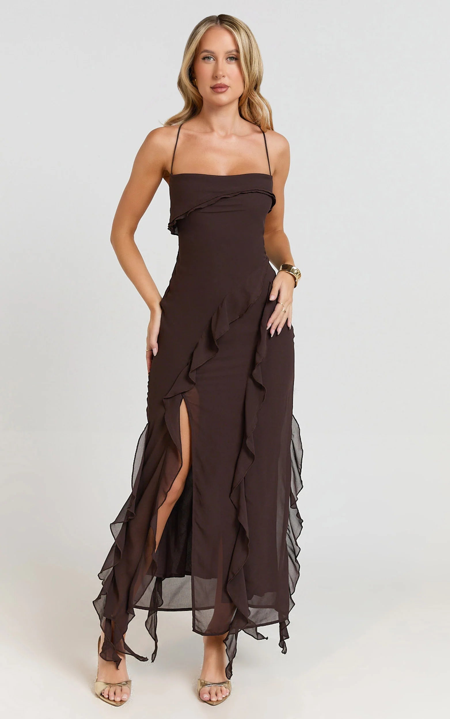 Connie Midi Dress-Chocolate