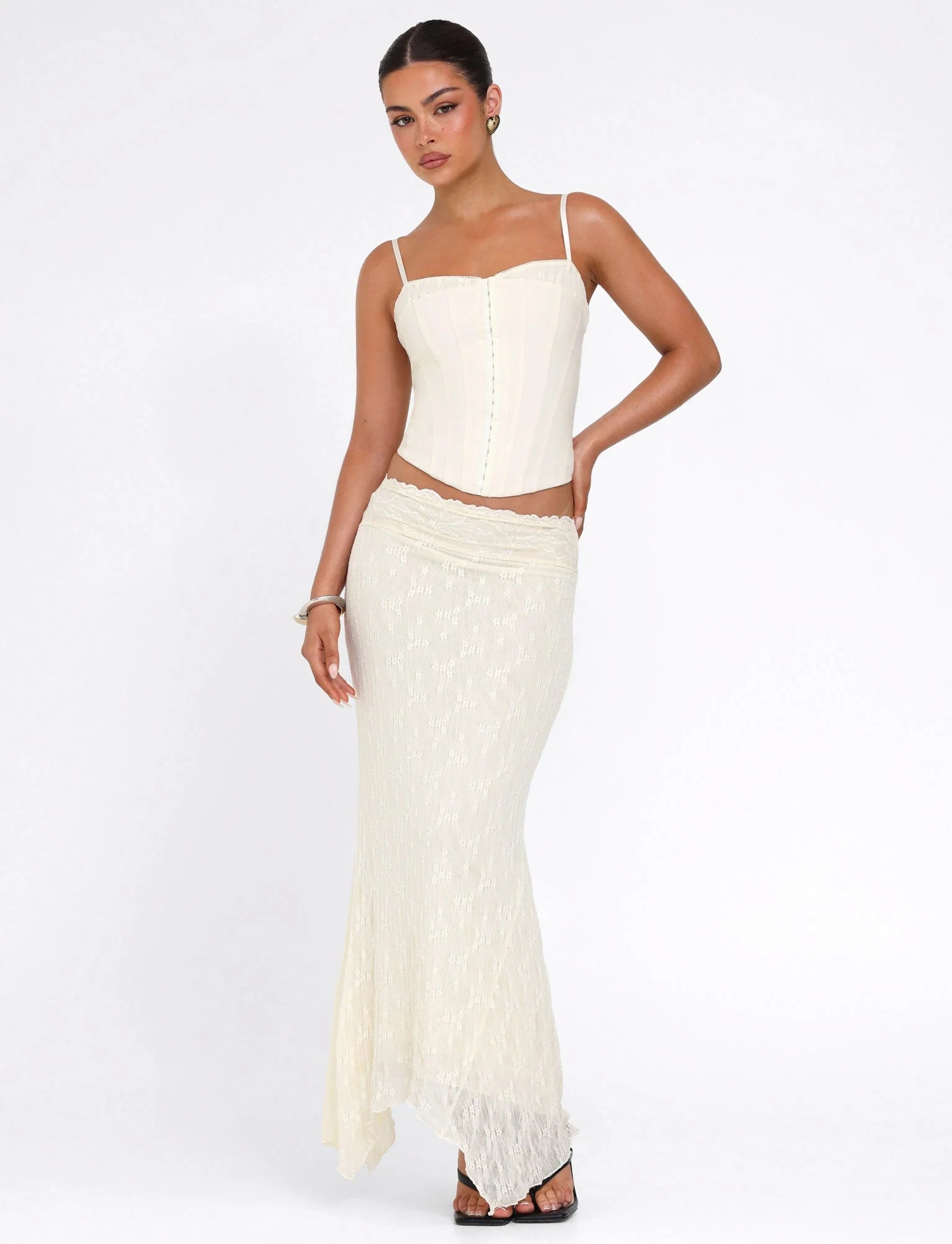 ANTONELLA MIDI SKIRT - WHITE : LACE : CREAM