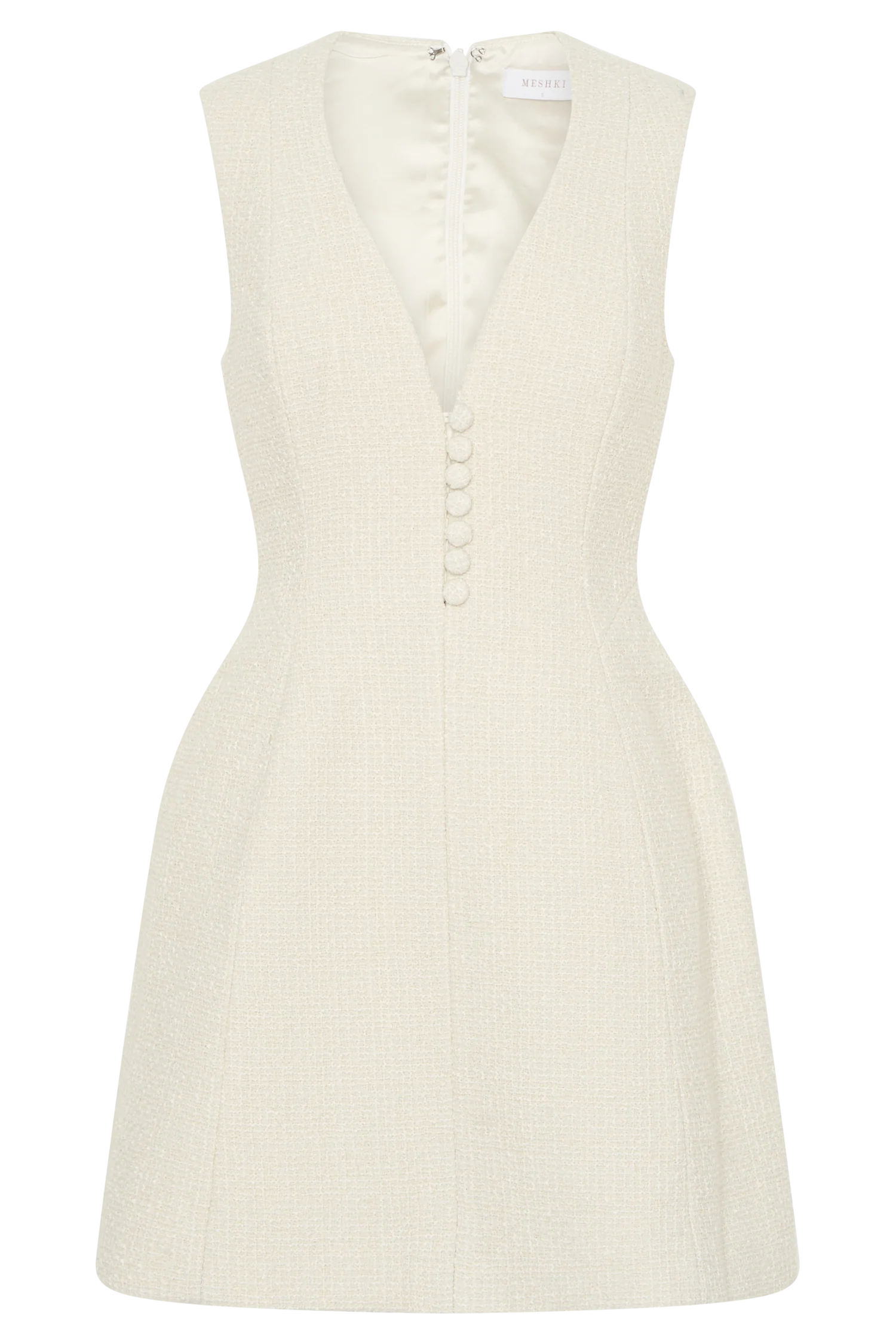 Danna Boucle Mini Dress With Pleats - White
