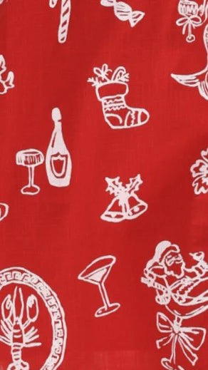 Bethani Mini Dress - Red Festive Print