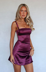 just a girl mini dress deep plum