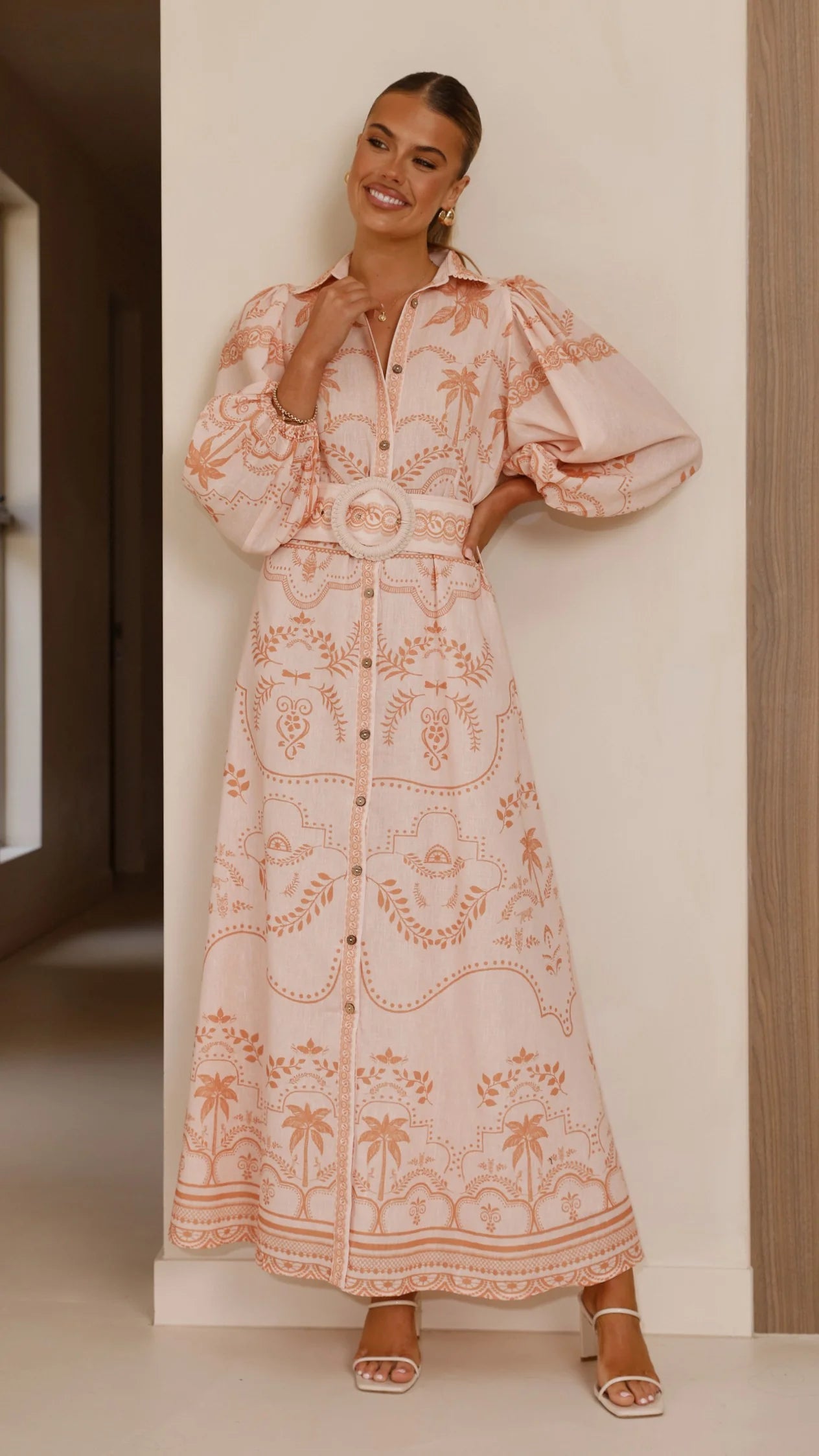Xander Long Sleeve Maxi Dress - Natural
