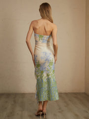 monet floral print split midi dress