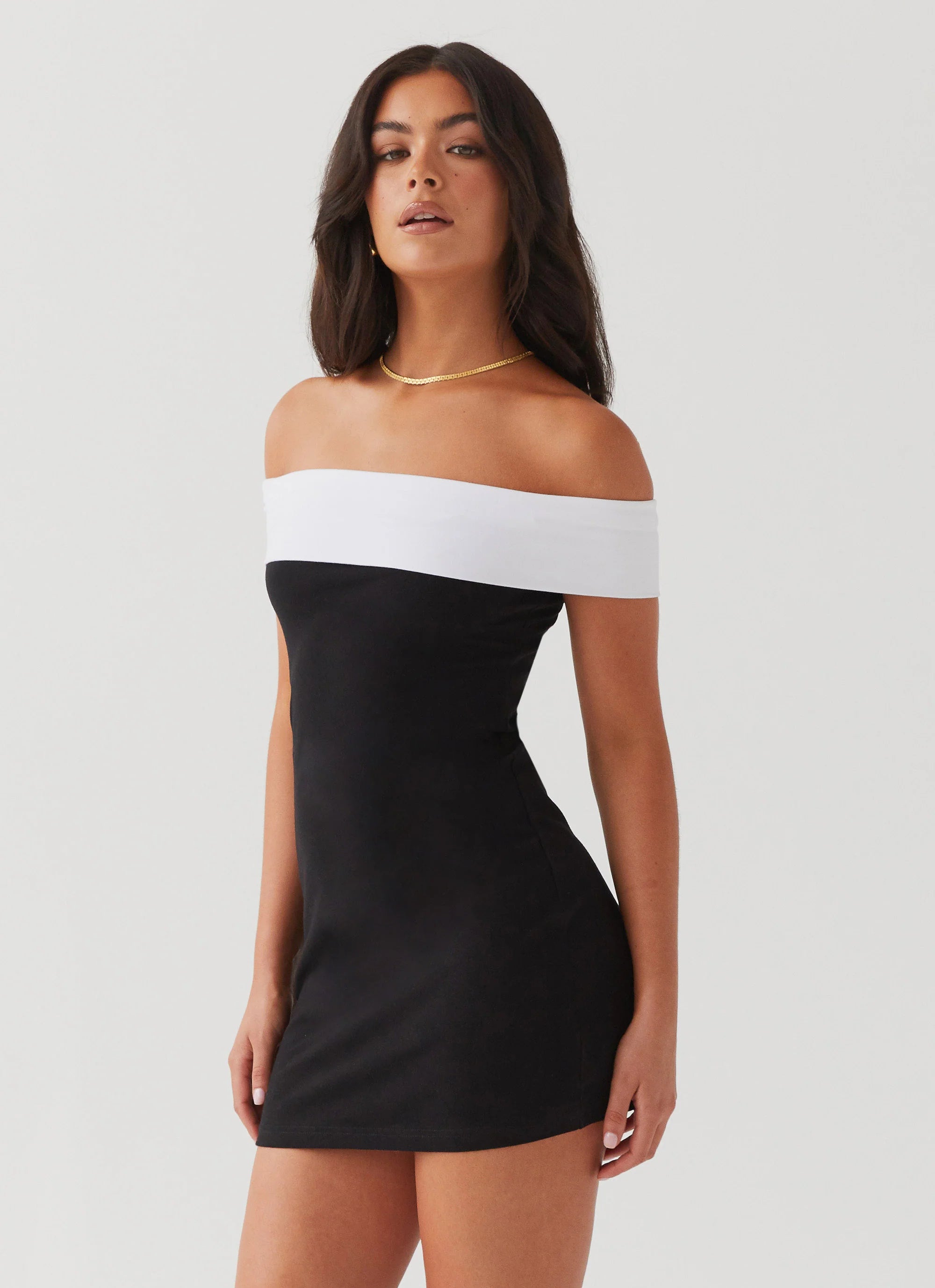 diamonds and pearls mini dress - black