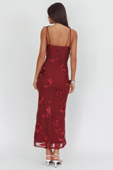 Kaela Tied Shoulder Maxi Dress Embellished Wine