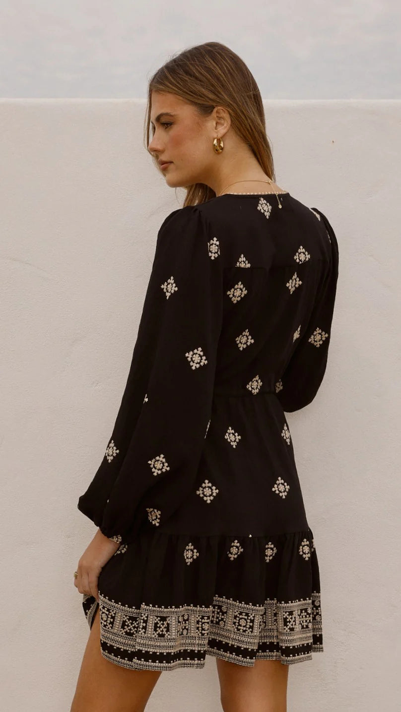 Delainey Mini Dress - Black/Beige
