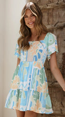Morgan Short Sleeve Mini Dress - Summer Breeze