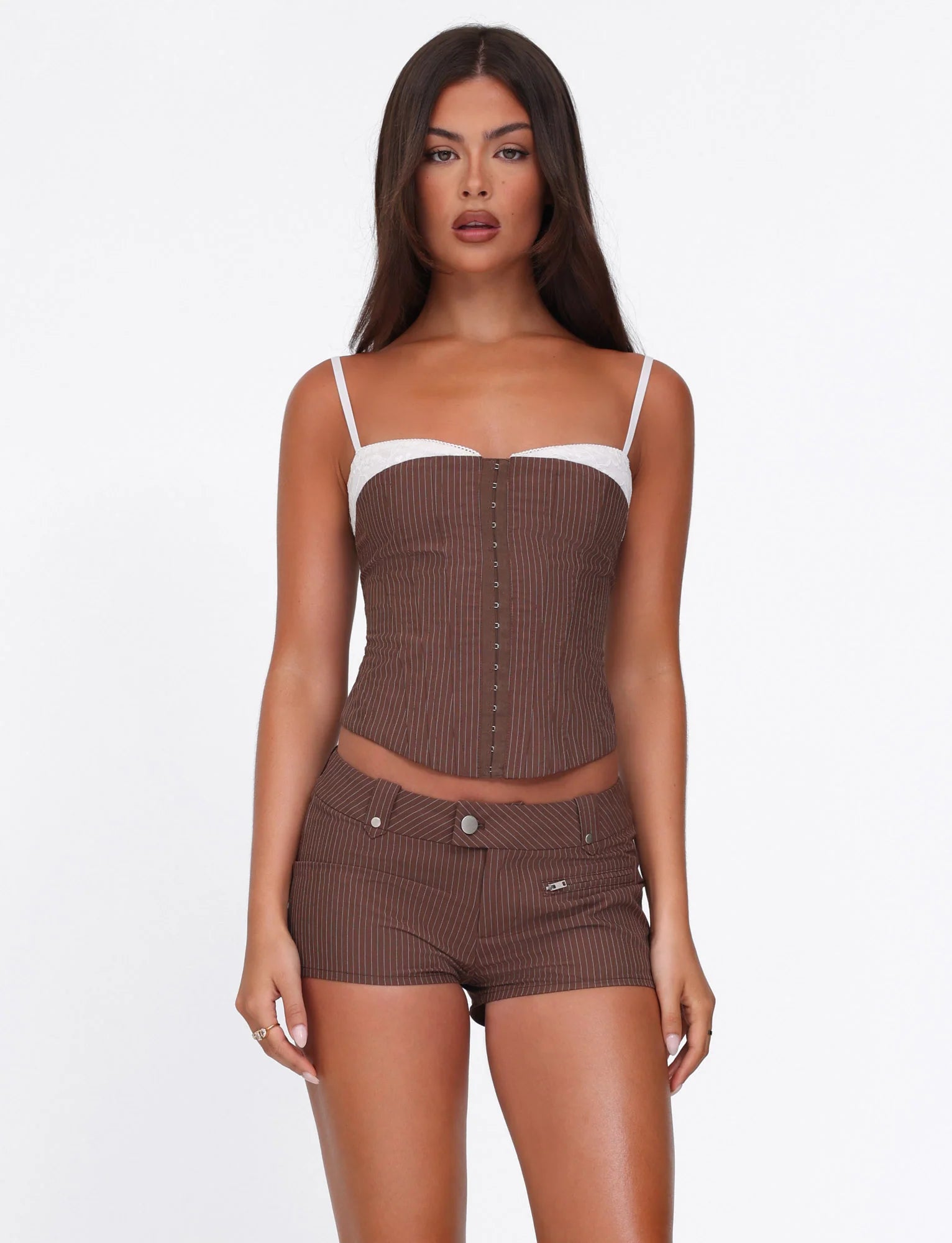 ANTONELLA CORSET 2.0 - BROWN : CHOCOLATE : CHOCOLATE PINSTRIPE