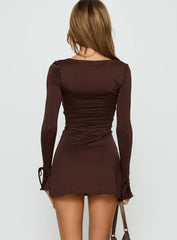 Dalzine Long Sleeve Mini Dress Chocolate