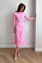 Godet Silhouette Long Sleeve Midi Dress